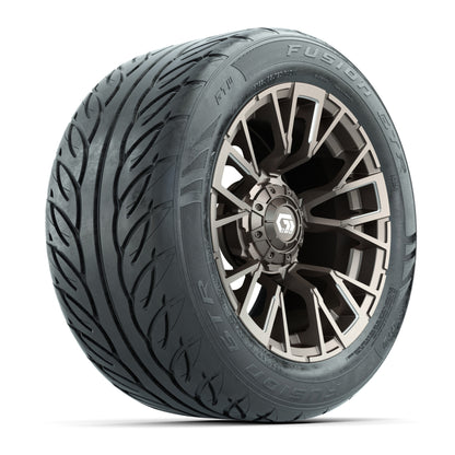 GTW® Vandal Bronze/Machined 14 in Wheels with 255/45-R14 Fusion GTR Steel Belt Radial Street Tires – Full Set