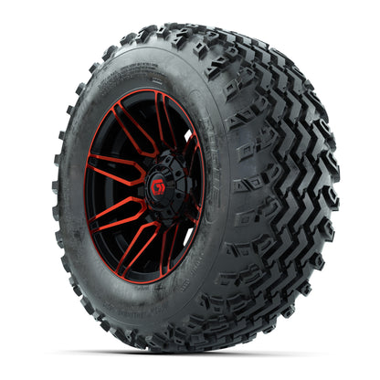 GTW® Stealth Red/Machined 12 in Wheels with 23X10.00-12 Rogue All-Terrain Tires – Full Set