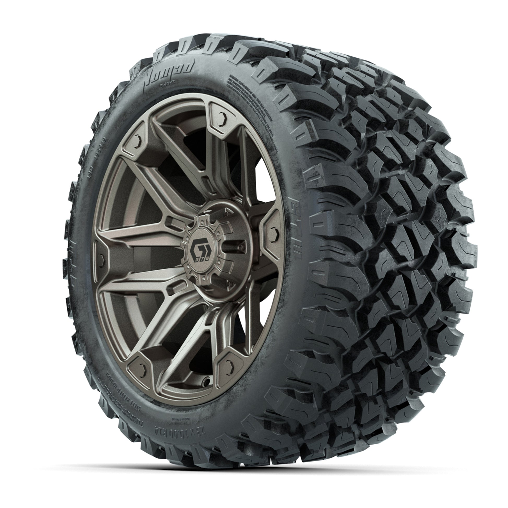 GTW® Graffiti Bronze/Black 14 in Wheels with 23X10-R14 Nomad Steel Belt Radial All-Terrain Tires – Full Set