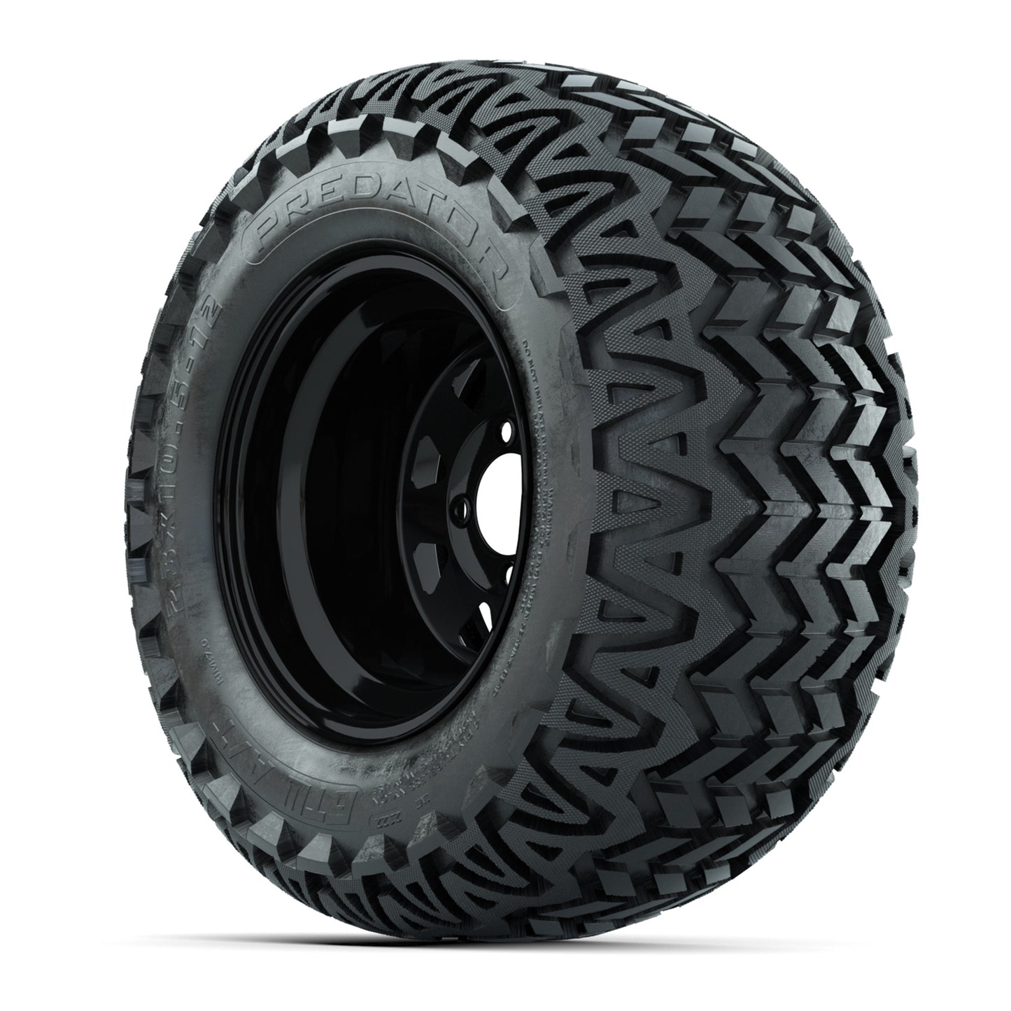 Set of (4) 12 in Black Steel Wheels with 23x10.5-12 GTW Predator All-Terrain Tires