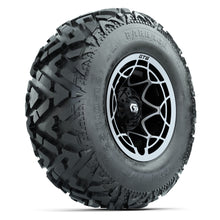 GTW® Nexus Black/Silver 12 in Wheels with 25X10-12 Barrage Mud Tires – Full Set