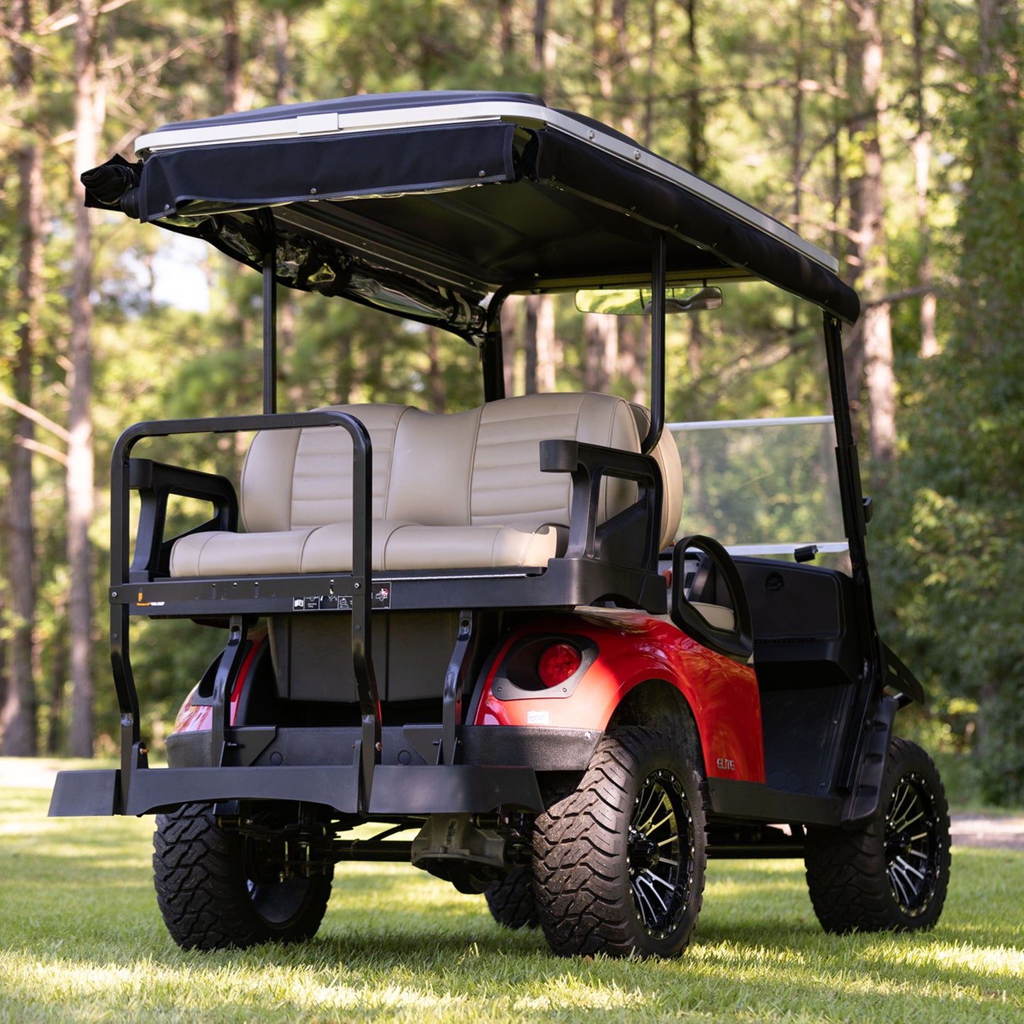 RedDot EZGO Express S4 Elite with 80” Non Modular Top Beige 3-Sided Track Style Vinyl Enclosure (Years 2023-Up)
