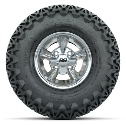 GTW Godfather Chrome 10 in Wheels with 22x11-10 Predator All-Terrain Tires – Full Set