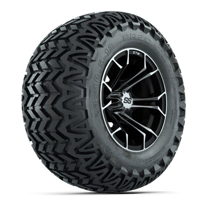 Set of 4 GTW Spyder Black and Machined Wheels with Predator A-T Tires - 12 Inch
