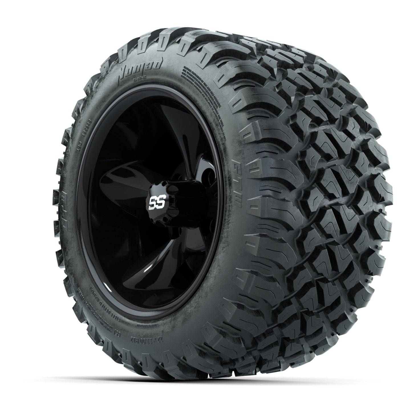 GTW® Godfather Black 12 in Wheels with 22X11-R12 Nomad Steel Belt Radial All-Terrain Tires – Full Set
