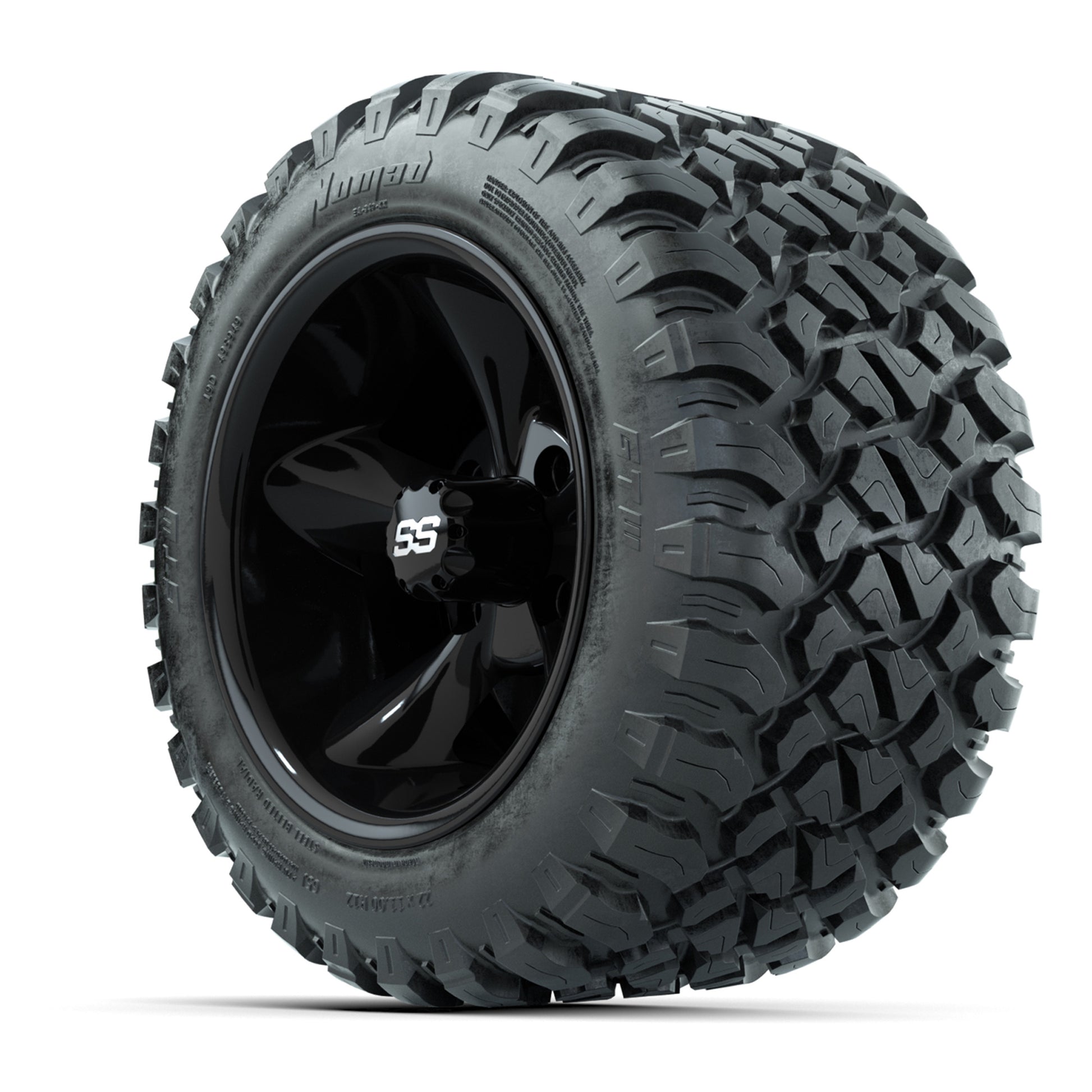 GTW® Godfather Black 12 in Wheels with 22X11-R12 Nomad Steel Belt Radial All-Terrain Tires – Full Set