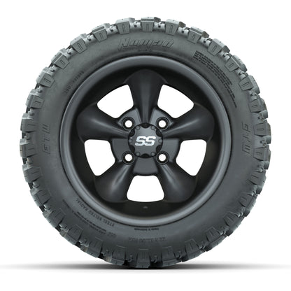 GTW® Godfather Matte Gray 12 in Wheels with 22X11-R12 Nomad Steel Belt Radial All-Terrain Tires – Full Set