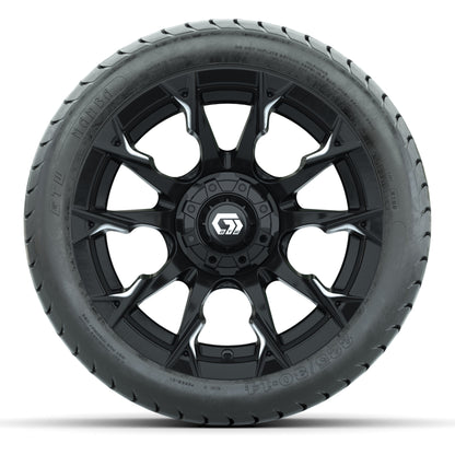 GTW Diablo Gloss Black/Machined 14 in Wheels with 225/30-14 Mamba Street Tires – Full Set