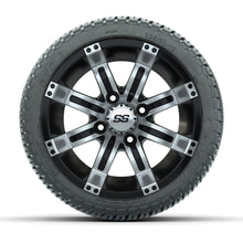 GTW Tempest Black and Machined 12 in Wheels with 18in Fusion Street Tires – Set of 4