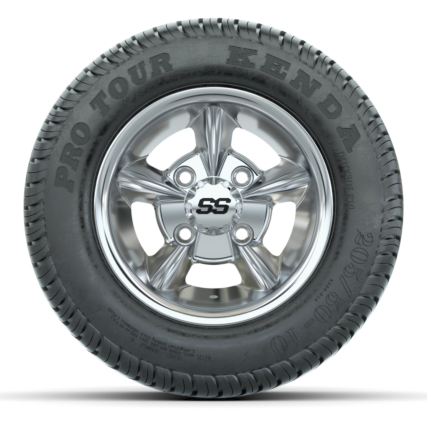 GTW Godfather Chrome 10 in Wheels with 205/50-10 Kenda Pro Tour Street Tires – Full Set