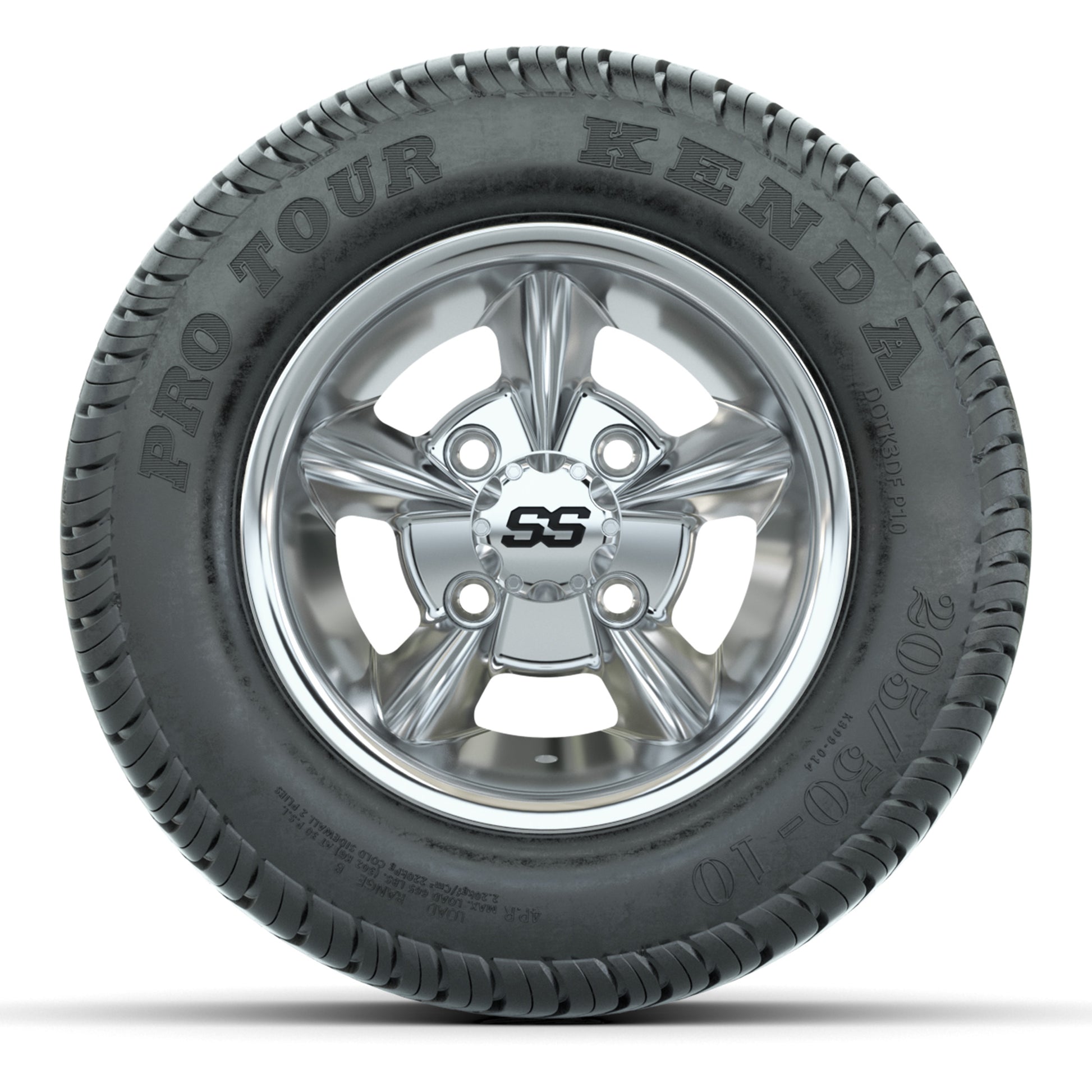 GTW Godfather Chrome 10 in Wheels with 205/50-10 Kenda Pro Tour Street Tires – Full Set