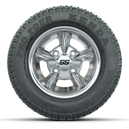 GTW Godfather Chrome 10 in Wheels with 205/50-10 Kenda Pro Tour Street Tires – Full Set