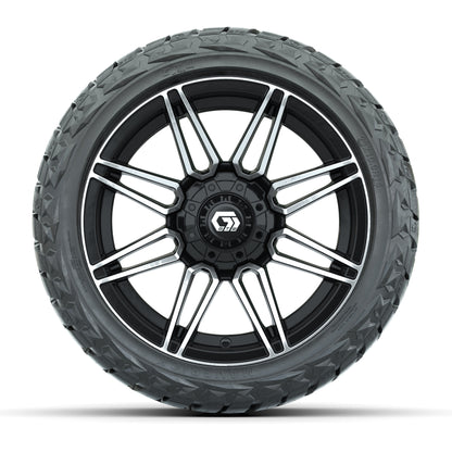 GTW Stealth Gloss Black/Machined 14 in Wheels with 23x10.00-R14 Maverick All-Terrain Tires – Full Set