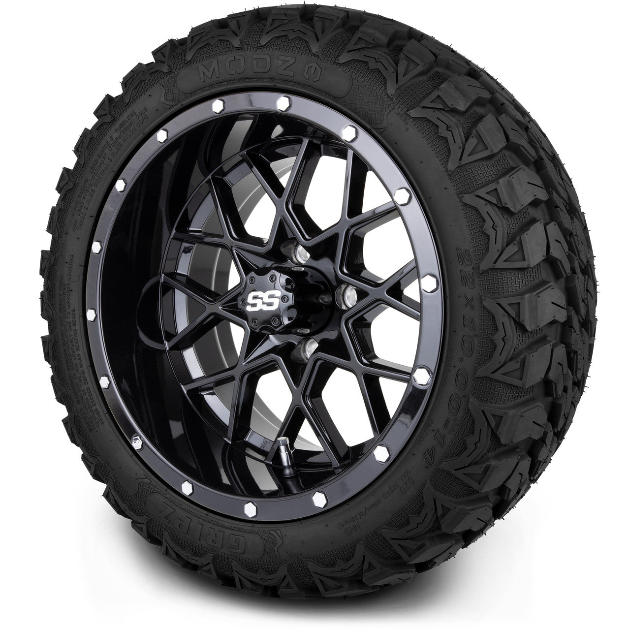 MODZ® 14" Vortex Glossy Black Wheels & Off-Road Tires Combo