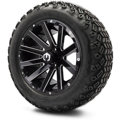 MODZ® 14" Mauler Glossy Black with Ball Mill Wheels & Off-Road Tires Combo