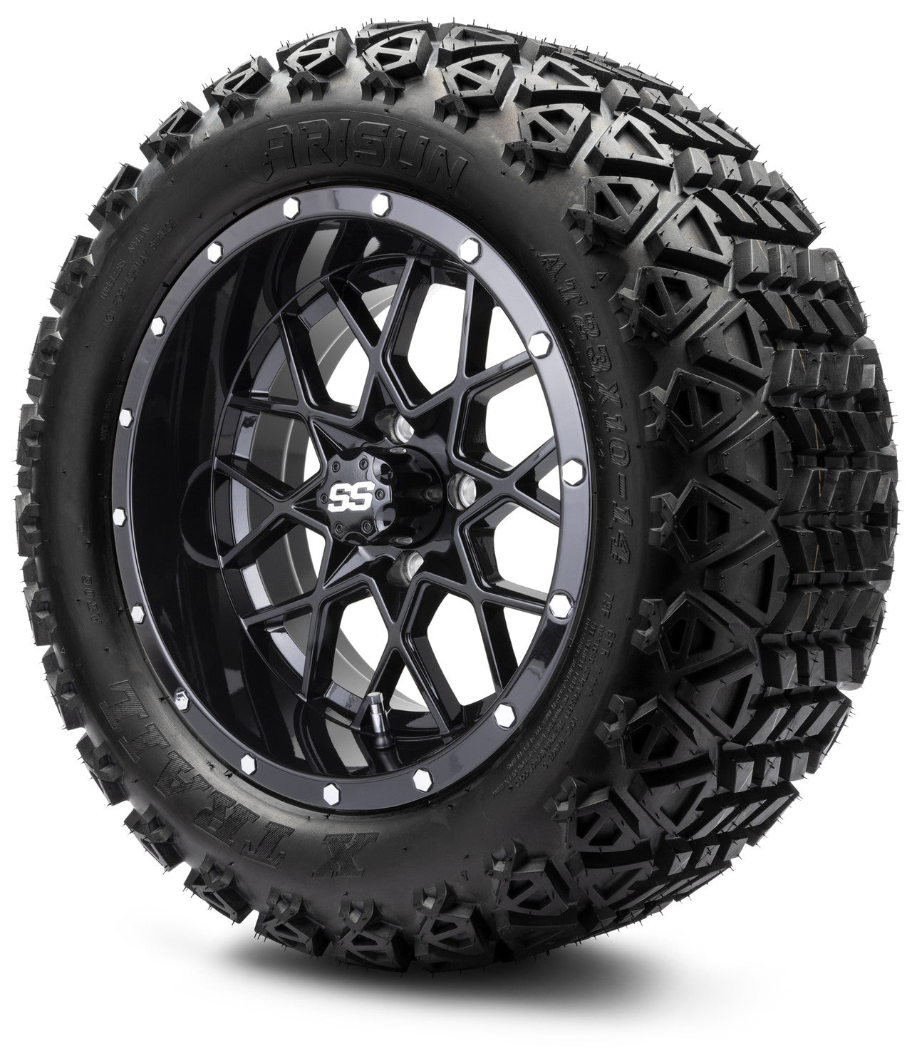 MODZ® 14" Vortex Glossy Black Wheels & Off-Road Tires Combo