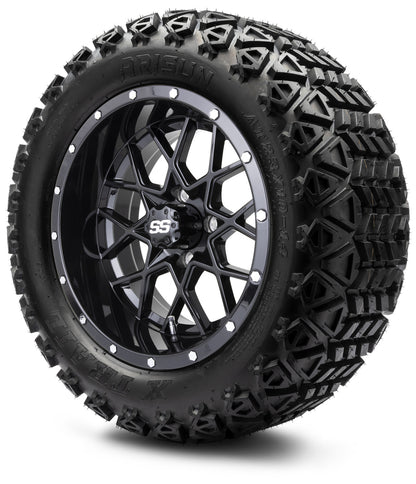 MODZ® 14" Vortex Glossy Black Wheels & Off-Road Tires Combo