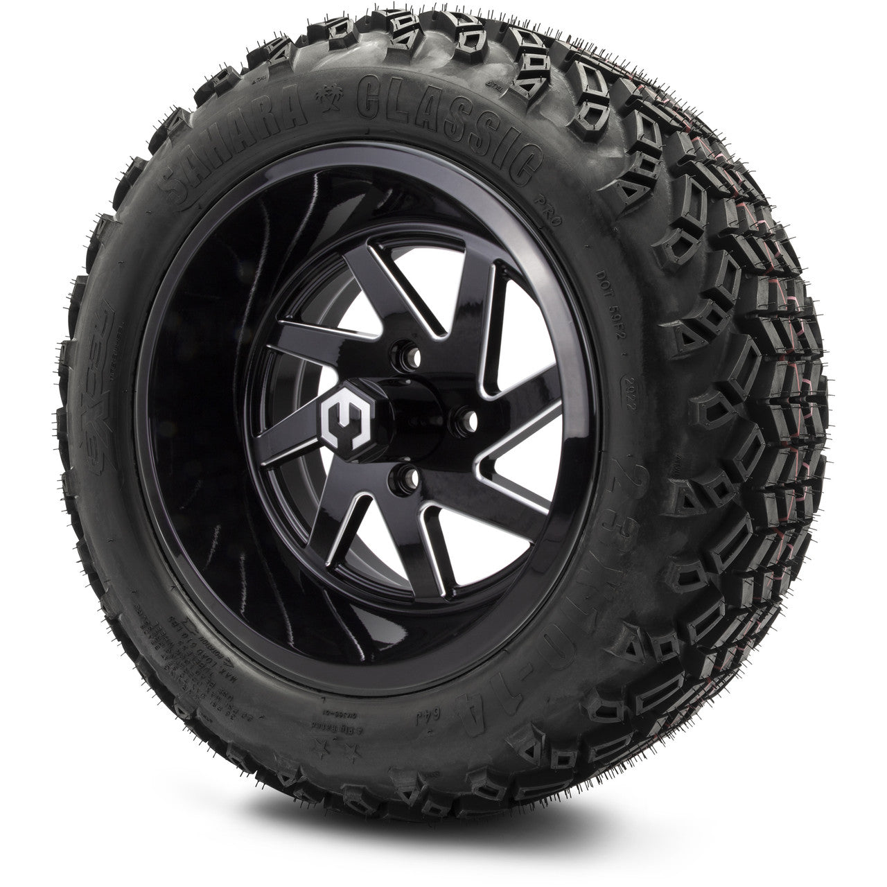 MODZ® 14" Fury Glossy Black with Ball Mill Wheels & Off-Road Tires Combo