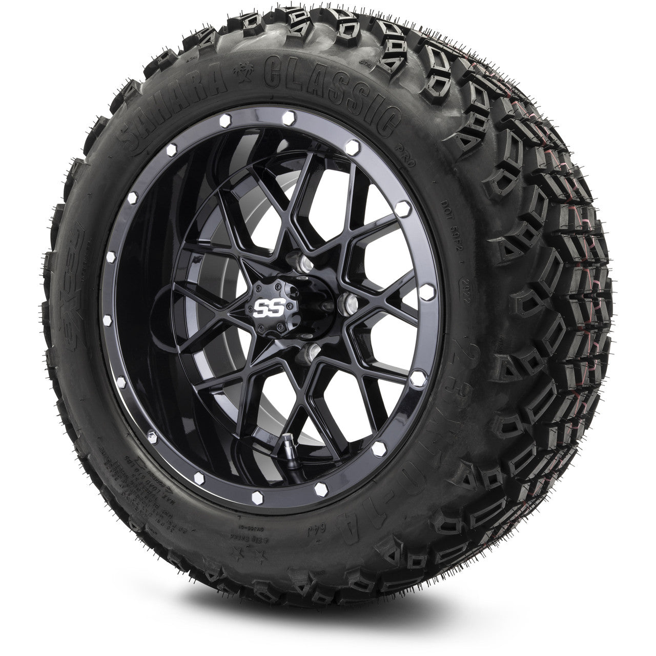 MODZ® 14" Vortex Glossy Black Wheels & Off-Road Tires Combo