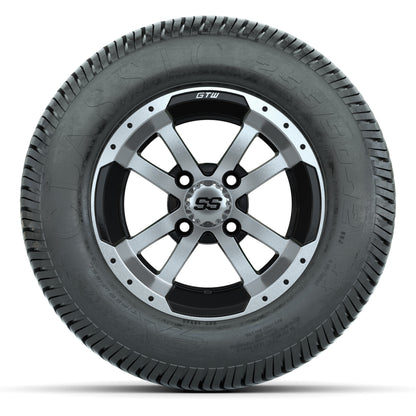 GTW® Storm Trooper Black/Machined 12 in Wheels with 255/50-12 Excel Classic Street Tires – Full Set