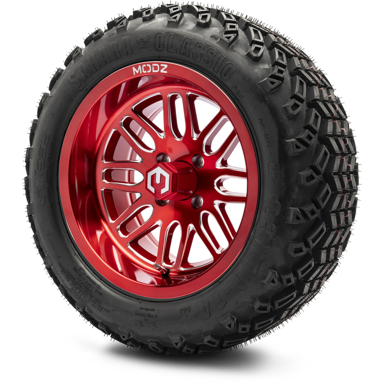 MODZ® 14" Mayhem Brushed Red with Ball Mill Wheels & Off-Road Tires Combo