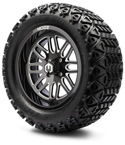MODZ® 14" Mayhem Glossy Black with Ball Mill Wheels & Off-Road Tires Combo