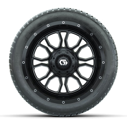 GTW® Volt Black/Machined 14 in Wheels with 205/30-R14 Fusion Street Tires – Full Set