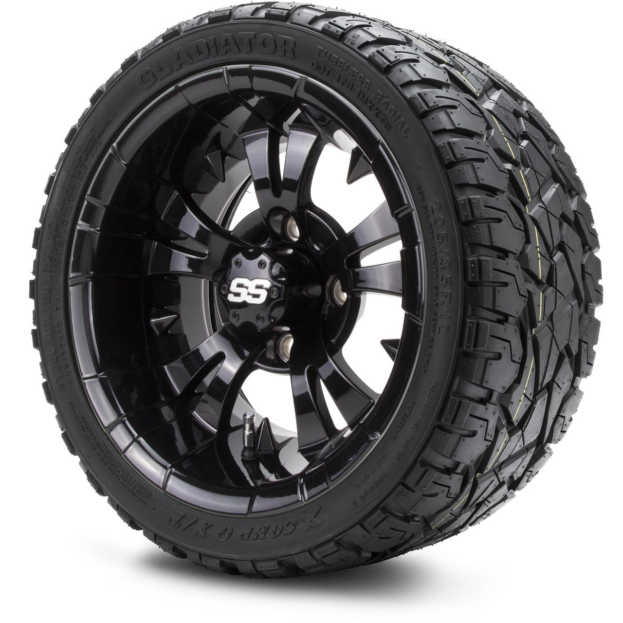 MODZ® 12" Vampire Glossy Black Wheels & Off-Road Tires Combo
