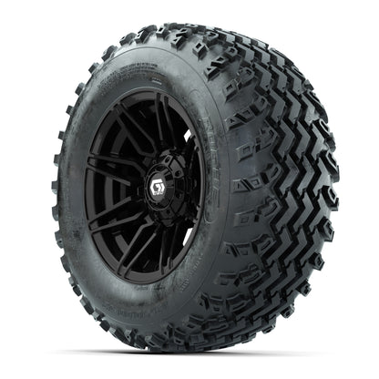 GTW® Stealth Black/Machined 12 in Wheels with 23X10.00-12 Rogue All-Terrain Tires – Full Set