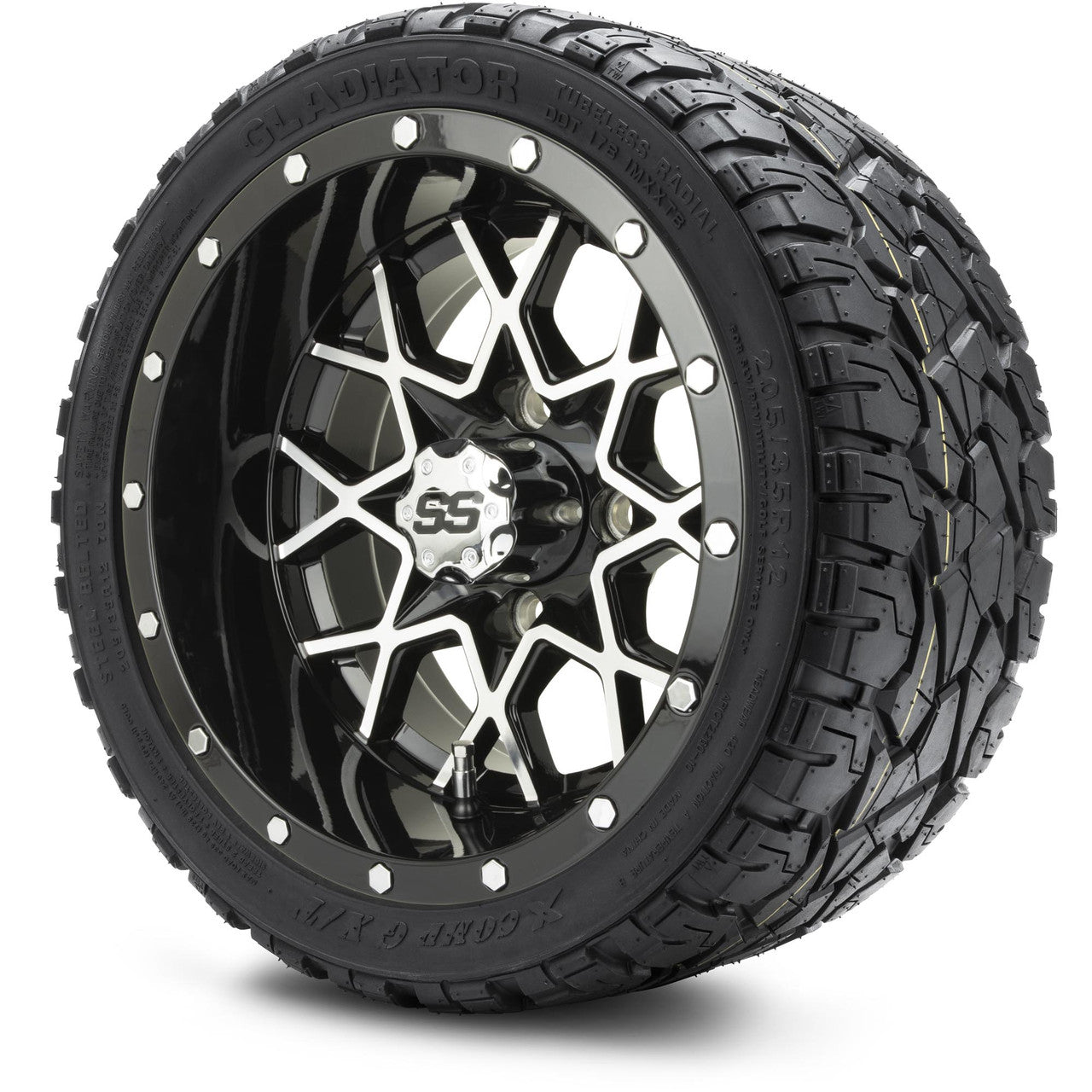 MODZ® 12" Vortex Machined Black Wheels & Off-Road Tires Combo