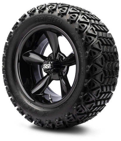 MODZ® 14" Godfather Glossy Black Wheels & Off-Road Tires Combo