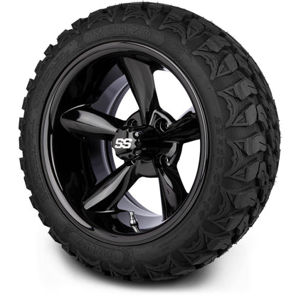 MODZ® 14" Godfather Glossy Black Wheels & Off-Road Tires Combo