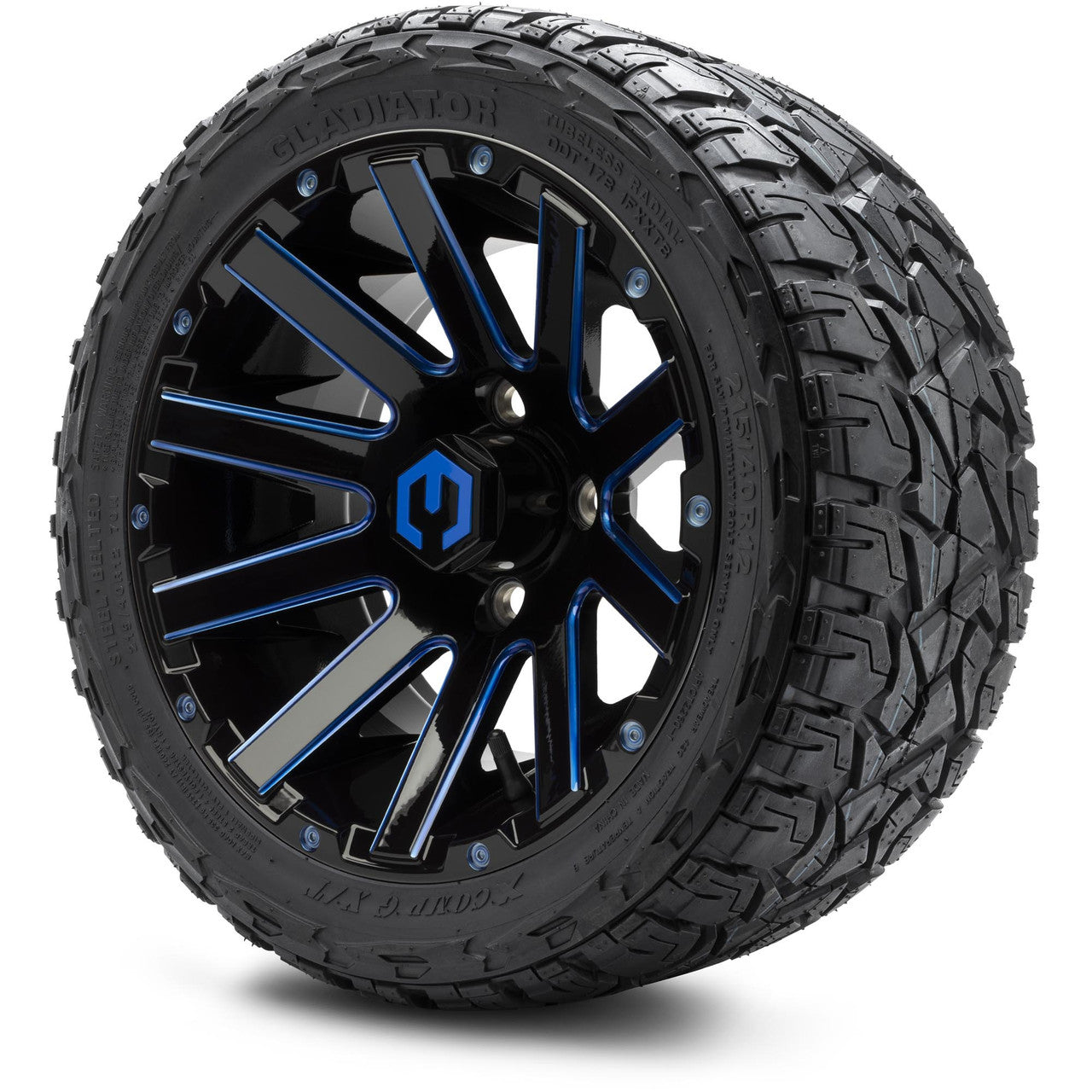 MODZ® 12" Mauler Blue and Black with Ball Mill Wheels & Off-Road Tires Combo