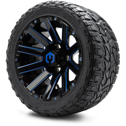 MODZ® 12" Mauler Blue and Black with Ball Mill Wheels & Off-Road Tires Combo