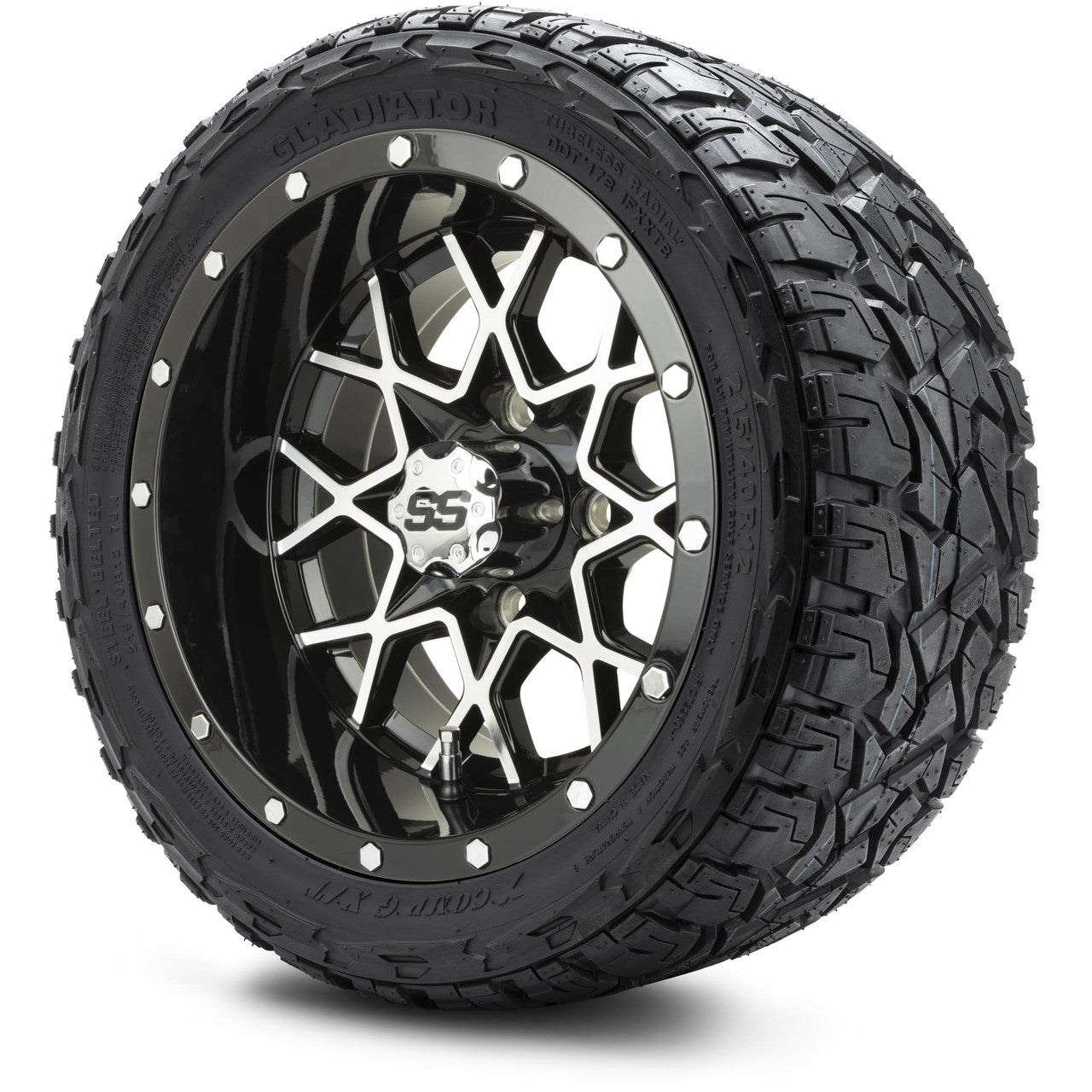 MODZ® 12" Vortex Machined Black Wheels & Off-Road Tires Combo