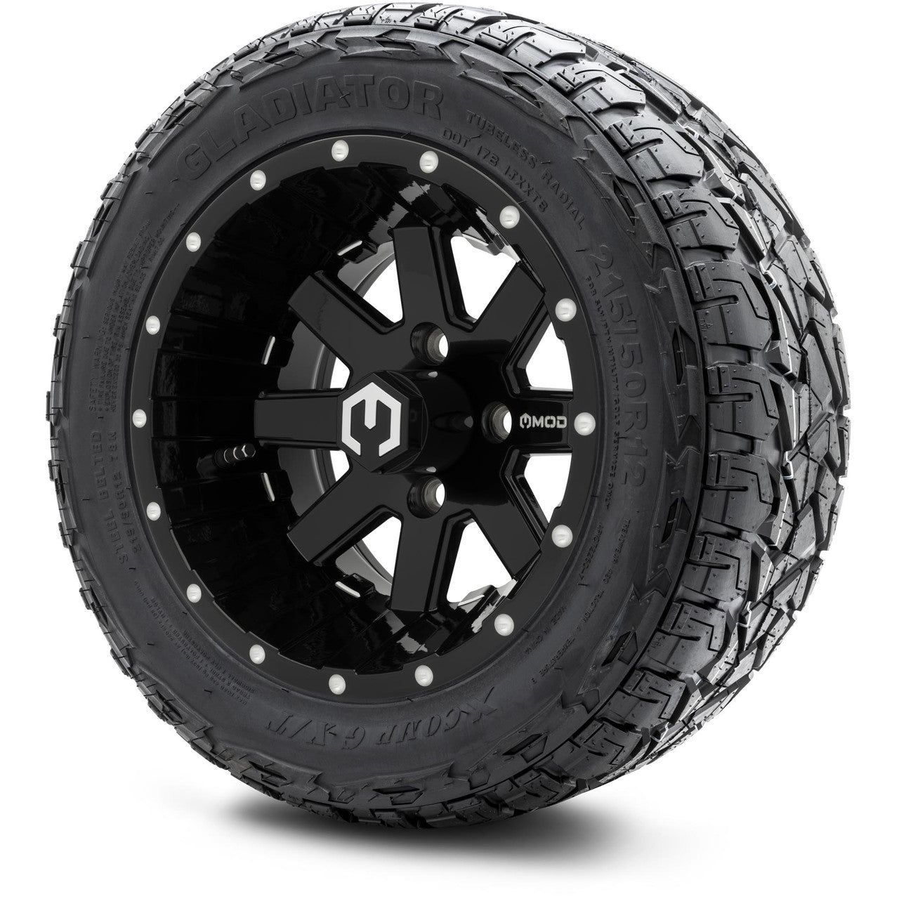 MODZ® 12" Assault Glossy Black with Ball Mill Wheels & Off-Road Tires Combo