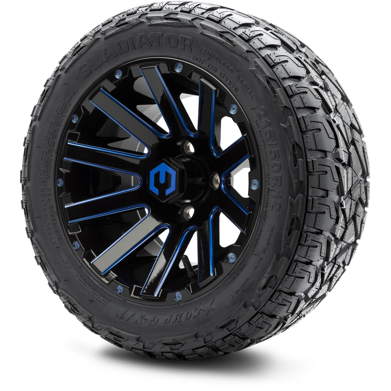 MODZ® 12" Mauler Blue and Black with Ball Mill Wheels & Off-Road Tires Combo