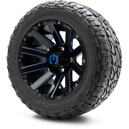 MODZ® 12" Mauler Blue and Black with Ball Mill Wheels & Off-Road Tires Combo