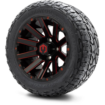 MODZ® 12" Mauler Red and Black with Ball Mill Wheels & Off-Road Tires Combo