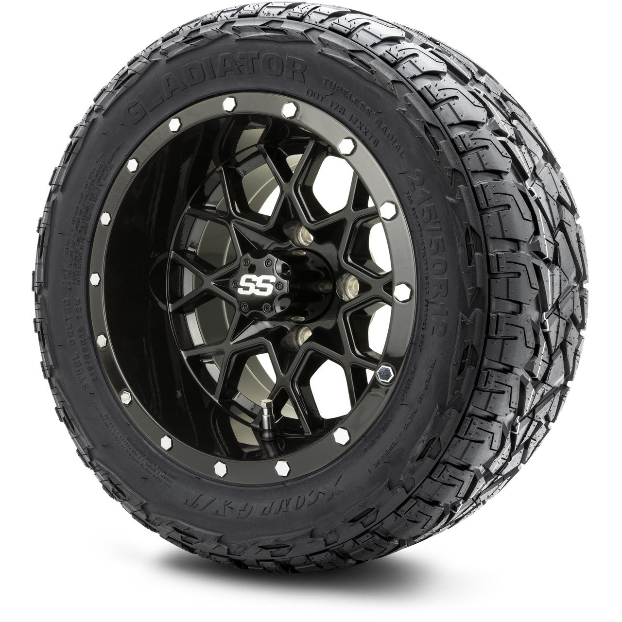 MODZ® 12" Vortex Glossy Black Wheels & Off-Road Tires Combo