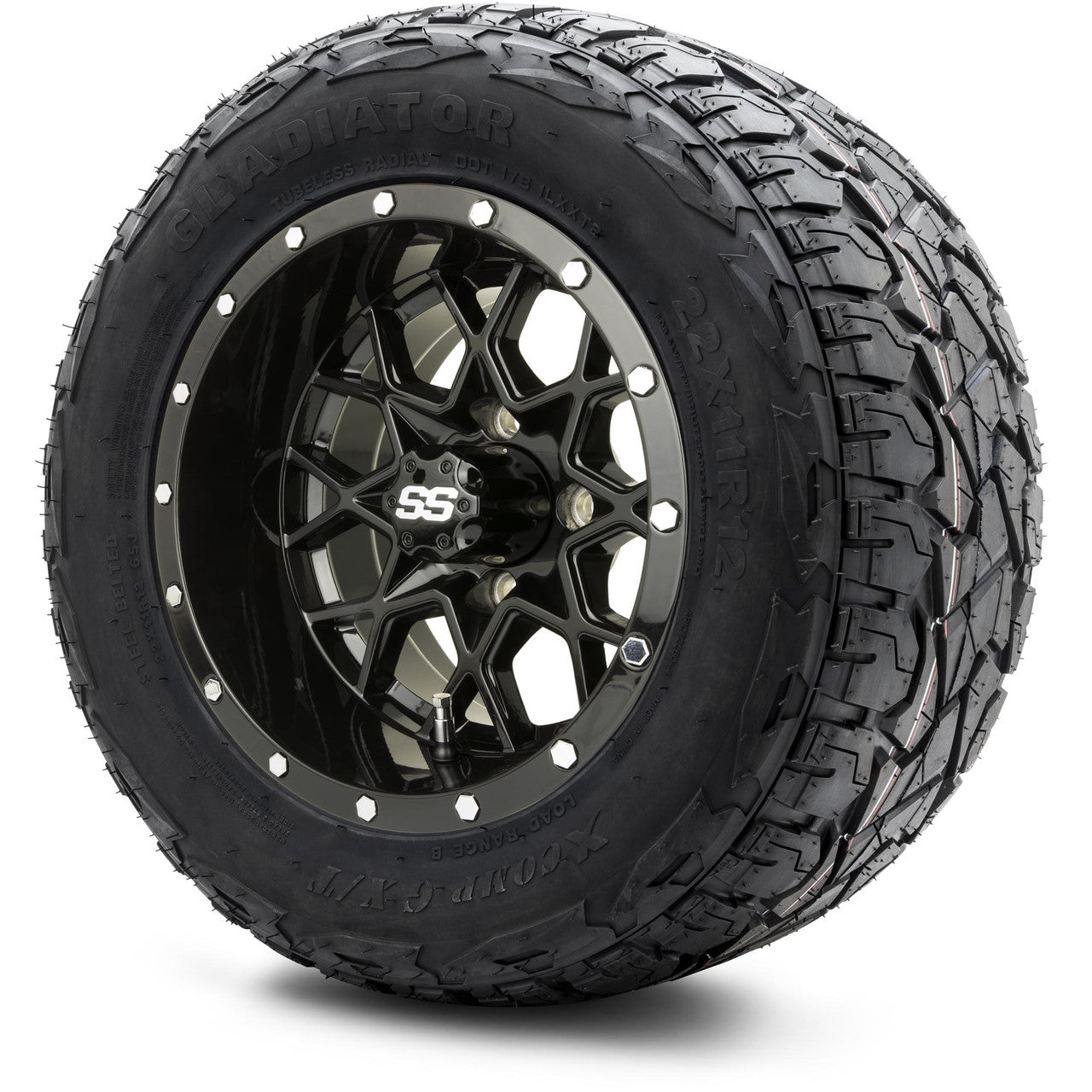 MODZ® 12" Vortex Glossy Black Wheels & Off-Road Tires Combo