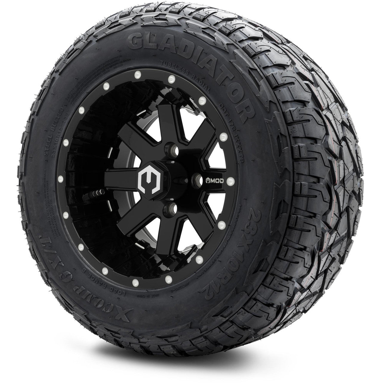 MODZ® 12" Assault Glossy Black with Ball Mill Wheels & Off-Road Tires Combo