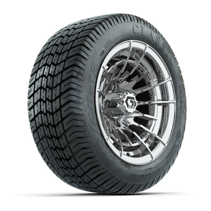 GTW® Boost Chrome 12 in Wheels with 215/40-12 Excel Classic Street Tires – Full Set