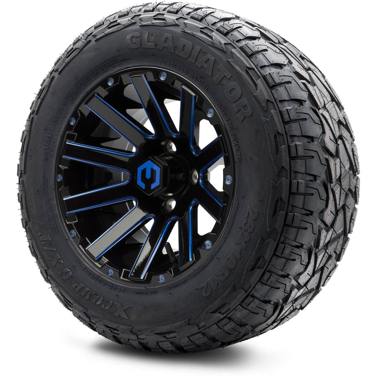 MODZ® 12" Mauler Blue and Black with Ball Mill Wheels & Off-Road Tires Combo