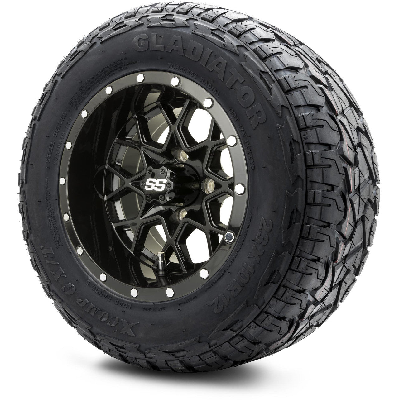 MODZ® 12" Vortex Glossy Black Wheels & Off-Road Tires Combo