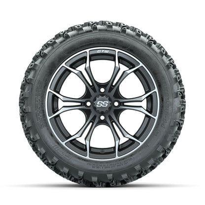 GTW Spyder Machined/Grey 14 in Wheels with 23x10.00-14 Rogue All Terrain Tires - Full Set