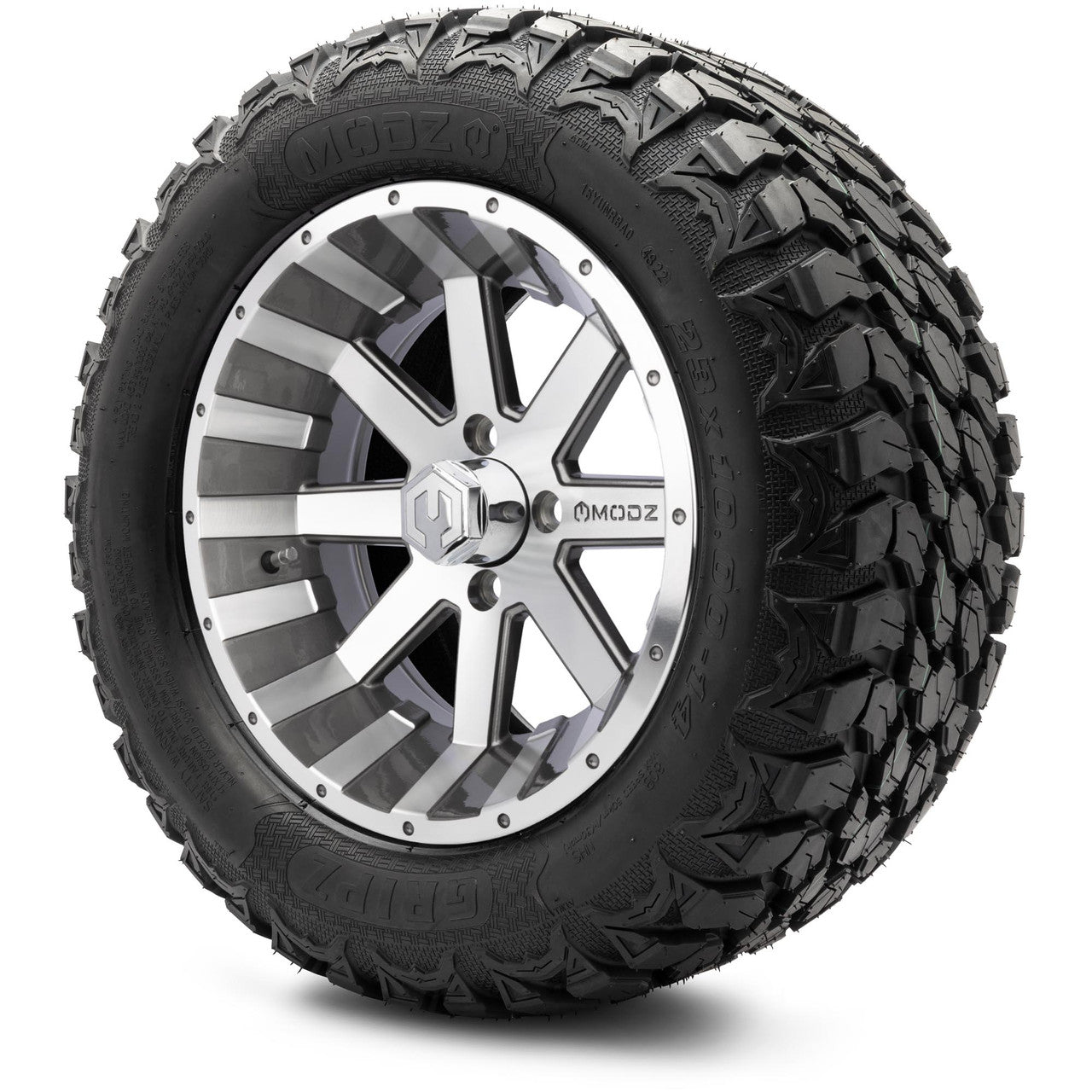 MODZ® 14" Assault Machined Gunmetal Wheels & Off-Road Tires Combo