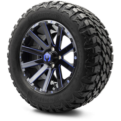 MODZ® 14" Mauler Glossy Black and Blue with Ball Mill Wheels & Off-Road Tires Combo