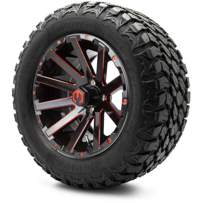 MODZ® 14" Mauler Glossy Black and Red with Ball Mill Wheels & Off-Road Tires Combo