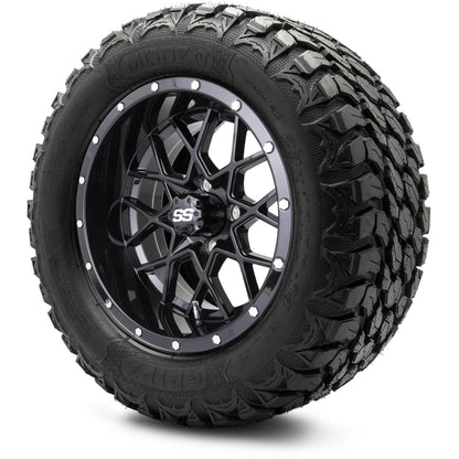 MODZ® 14" Vortex Glossy Black Wheels & Off-Road Tires Combo